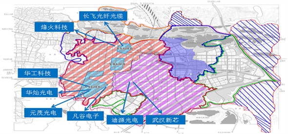 東湖示范區俯視圖及產業分布示意圖