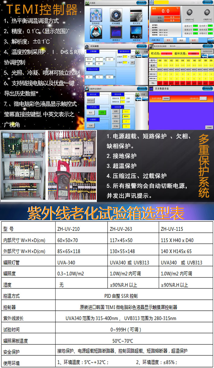 uv紫外加速老化試驗箱參數表