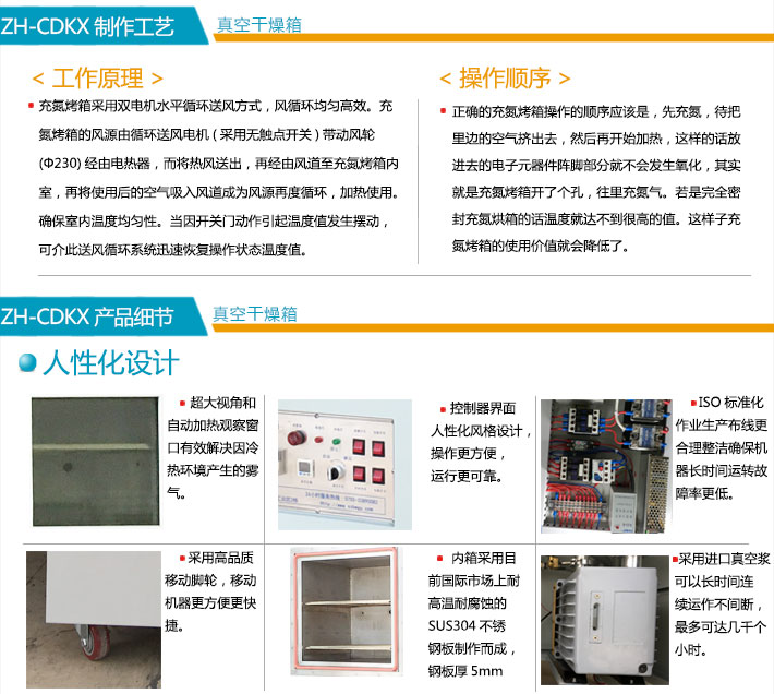 描述充氮真空烤箱人性化設計及產品細節